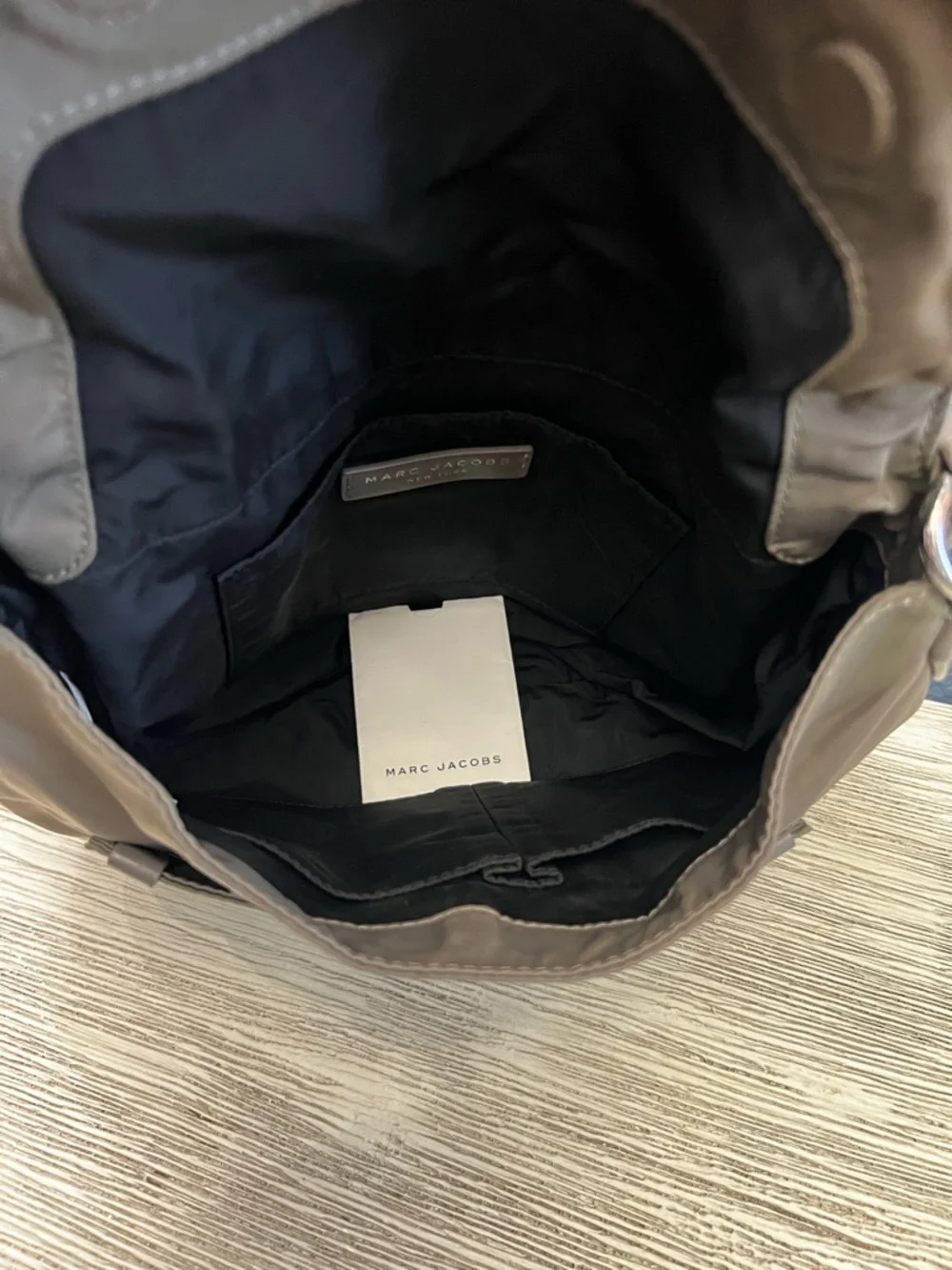 Marc Jacobs Olive Nylon Messenger Bag with Taupe Leather Trim